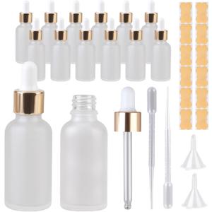 1 oz Glass Dropper Bottles for Essential Oils12Pack Clear Frosted Glass Bottles with Glass Eye Dropper Leak Proof Travel Dispenser Bottle for,tincture, Chemistry Lab Chemicals Empty