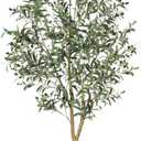7ft Faux Olive Tree - Olive Trees Artificial Indoor 7 Feet with Realistic Leaves and Natural Wood Trunk, Potted Fake Silk Plant Artificial Trees Indoor for Home Office Decor