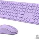 Wireless Keyboard and Mouse Combo, 110 Round Quiet Keys, Adjustable Optical Mouse, Share 1xUSB Receiver, Power Switch, for Windows Mac(Purple)