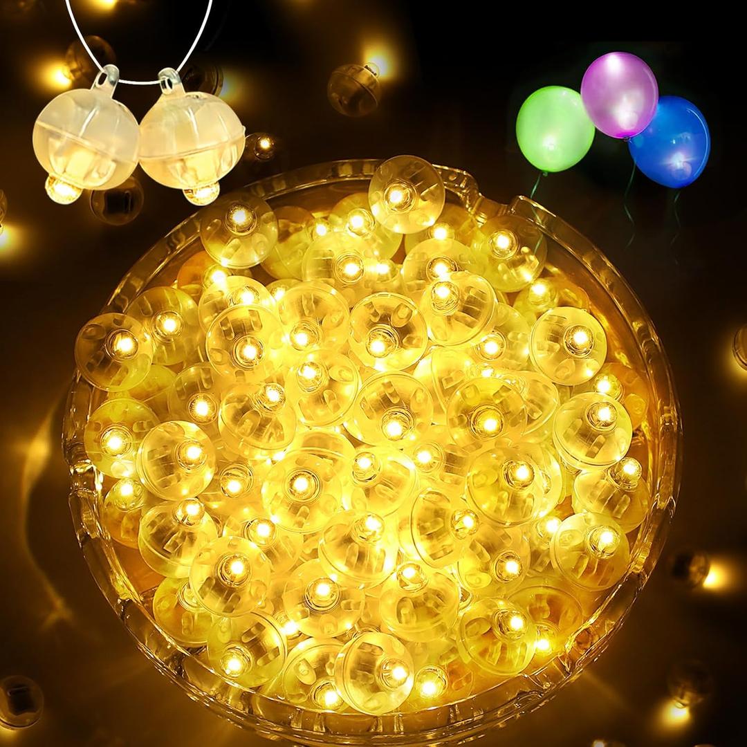100Pcs Balloon Lights with Lanyard, Balloons Light for Party Decorations,Paper Lantern,Easter Eggs,Birthday Party,Halloween Christmas Decoration(Glow steadily Warm White)