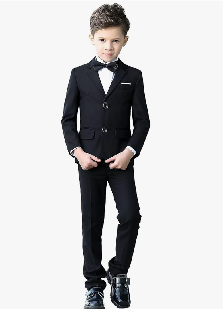 YuanLu Boys Suit for Kids Tuxedo Wedding Ring Bearer Outfit Boy Formal Suits 5 Piece Slim Fit Dresswear Suit Set, 3T