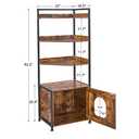 BEWISHOME Cat Litter Box Enclosure Furniture, Hidden Litter Box Furniture for Living Room, Large Cat Furniture with 4 Tier Shelves and Door, Rusitc Brown, CMW06Z