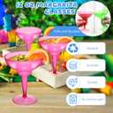 24 Pcs Plastic Margarita Glasses 12 oz Margarita Cups Mexican Theme Party Decorations Martini Glasses Bulk Cocktail Glass for Wedding Mexican Theme Carnivals (Rose Red)