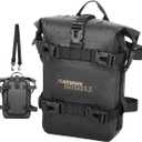 2 x MRSXXNTY 2 Pcs Motorcycle Crash Bar Bag 4L Bumper/Anti-Fall Bar Luggage Bag Motorcycle Frame Bag Side Bag Waterproof Wear-Resistant and Durable Comes With Shoulder Strap Black (Black 2Pcs)