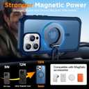 Red2Fire Magnetic for iPhone 15 Pro Max Case, [Compatible with MagSafe][Military Grade Drop Protection][Heavy Duty Shockproof] Non-Slip Translucent Matte Bumper Phone Case for iPhone 15 Pro Max 6.7" (Deep Blue)