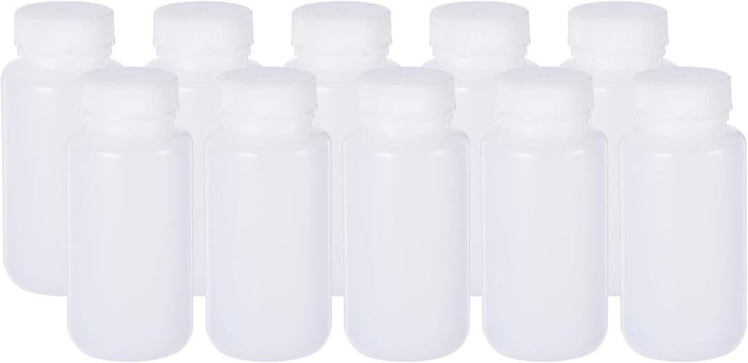PATIKIL 84 Pcs 250ml Reagent Bottles, HDPE Wide Mouth Round Bottles with Screw Cap for Lab Water Reagent Liquids Solid Sample Storage Seal, Translucent White
