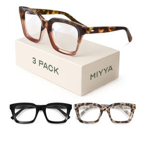 miyya Stylish Reading Glasses for Women, Cheaters Eyeglasses, Oversized Blue Light Readers, Fashion Eye Glasses,  A1 3 Pack