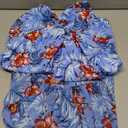 GRACE KARIN Women's One Piece Swimsuits with Cover Up Skirt Tummy Control V Neck Bathing Suits (X-Large, Blue Floral)