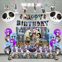 Birthday Party Decorations, Magical Wizard Pirate Halloween Horror Night Themed Party Supplies - Happy Birthday Banner, Balloons, Backdrop, Tablecloth, Cake Inserts Set-Black