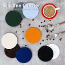 6-Pack Waterpaint Greeting Silicone Coasters with Deep Tray Holder - Double-Sided Drink Coasters - Beverage Mats for Hot or Cold Drinks - Thick, Non-Slip, Non-Stick Silicone with Ceramic Insert (White-2)