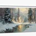 TEPAKIHI Winter Landscape Canvas Wall Art for Living Room Bedroom, Snowy Mountain River Nature Painting Framed Artwork Home Decor Ready to Hang (48L" x 24W")