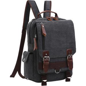 mygreen Canvas Cross Body Messenger Bag Shoulder Sling Backpack Travel Rucksack (Large with Zipper, Black With Shoulder Zipper)