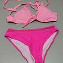 Blooming Jelly Women 2 Piece Bikini Set Sexy Mesh Swimsuit Bathing Suit Cheeky Swim Suits Swimwear 2025(S,Hot Pink)