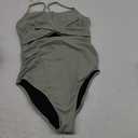 Dokotoo Bathing Suit for Women Tummy Control One Piece Cross Front Hollow Out Adjustable Straps Rib Knit Swimsuit Holiday Summer Beach Solid Color Monokini Swimwear Laurel Green, Large