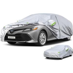 KouKou 6 Layers Car Cover Waterproof All Weather for Automobiles, Fit Sedan Toyota Camry, Honda Accord, Avalon, Civic, Nissan Altima, Maxima, Audi a4, a5, Tesla Model 3 etc.(185 to 193 inches) (silver)