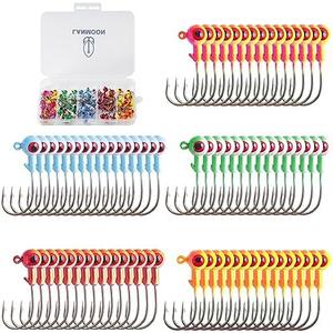 Crappie Jig Heads Kit, 75 Pieces Fishing Jig Head Hooks for Fishing Crappie Bass Trout Walleye 1/8oz 1/16oz 1/32oz