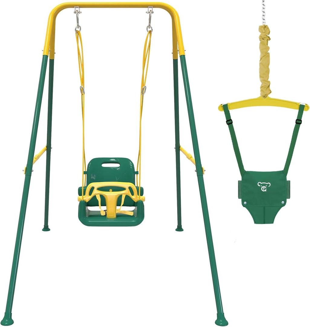 Taleco Gear 2 in 1 Toddler Swing & Baby Jumper, Foldable Baby Swing Outdoor & Indoor Use, Easily Installable and Storable (Green)
