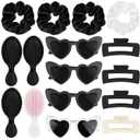 Elcoho 16 Pieces Bridesmaid Scrunchies Proposal Gifts Scrunchies Hair Claws Bachelorette Hair Clip Heart-shaped Sunglasses Combs Girls Gift for Bachelorette Wedding Party Favors, Black+White