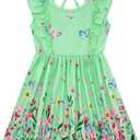 Goodstoworld Toddler Girl Dress for Kids Summer Beach Ruffle Tie Back Dresses for 2-8T (6-7 Years, A1-butterfly 04)