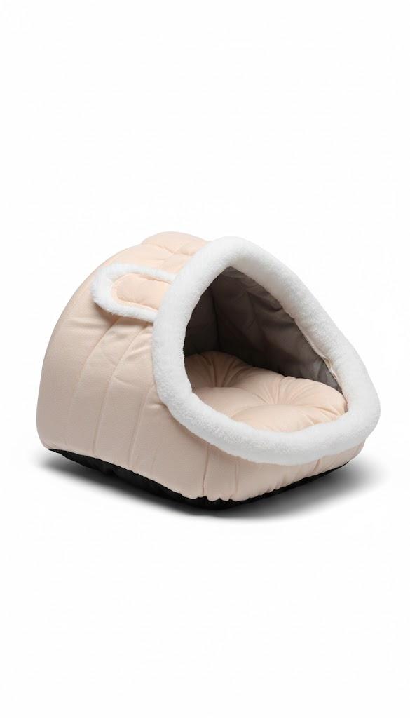 Cat Bed Cavees for Indoor Cats,Winter Warm Pet Kennel with Cover,Pet Tent for Cats Small Dogs Bed with Removable Washable Cushion with Hanging Toy,Winter Warm Pet Kennel Non Kicking (Peach)
