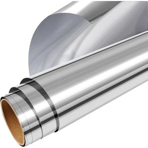 Window Tinting Film for Home Heat Control One Way Windows Film Mirror Light Blocking No Glue Reflective Sun UV for Glass (Silver 23.6 Inch x 6.5 Feet)