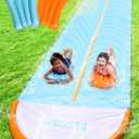 Sloosh 32.5ft Water Slide with 2 Inflatable Boards,Double Lane Lawn Water Slip Sprinkler Long Slides with for Kids Adults Backyard Summer Outdoor Toy