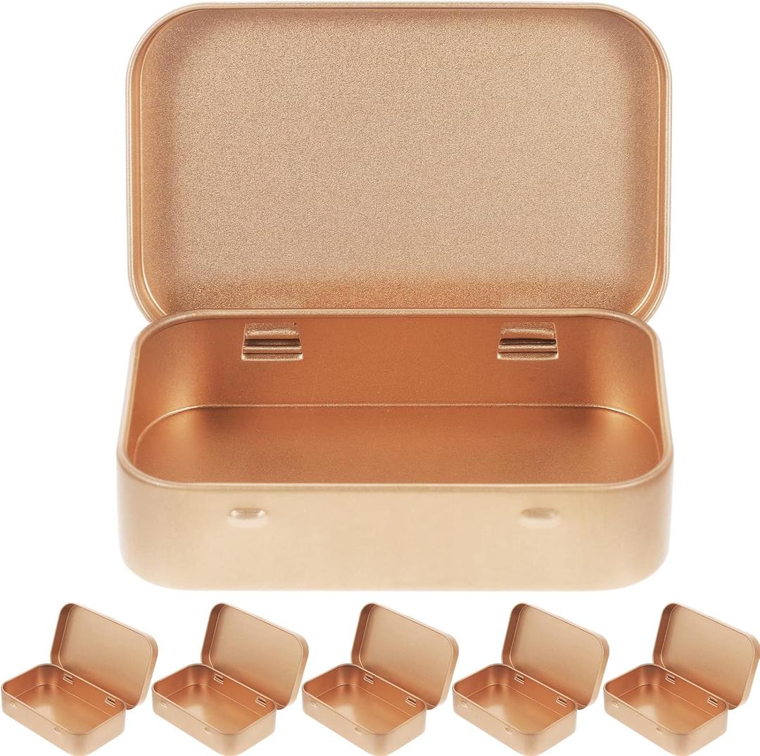 DOITOOL Small Tinplate Storage Box with Hinged Flip-Top Lid 3.74X2.36X0.78 Inches Compact Metal Container for Candy Jewelry Snacks and Small Items
