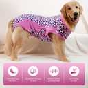 Recovery Suit for Female & Male Dogs After Surgery, Breathable Dog Onesie Cone Alternative, Anti-Licking Surgical Suit for Spay Neuter Wounds (L-(Back:18"-19"), Fuchsia Leopard)