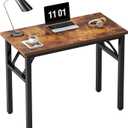 Need Folding Computer Desk - 31.5 Inch Foldable Office Writing Work Study Kids Student Teacher Home Bedroom Table for Small Space, Rustic Brown
