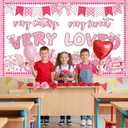 2 x party greeting Valentines Day Bulletin Board Set Valentines Pink Bow Classroom Decorations Pink Theme Very Cutesy Sweet Loved Paper Cutouts Bulletin Board for School Office Home Wall Decor Supplies