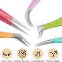 Lash Tweezers for Eyelash Extensions, Lash Extension Tweezer Kit for Beginner, Colorful Eyelash Tweezers Set of 5 for Volume, Isolation and Classic Lashes