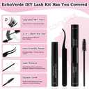Lash Extension Kit Natural Volume Lash Clusters.8-16mm Waterproof Eyelash Extension Kit with Lash Bond and Seal, Remover, Tweezers and Eyelash Comb for a Natural Look(0.07D,144pcs, D Curl)