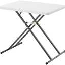 26 Inch Height-Adjustable TV Tray Table - Multi-Purpose Portable Dinner Table, No Assembly, Easy Fold Storage (White)