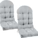 Outdoor Adirondack Chair Cushions Set of 2 Rocking Chair Cushions | With Ties Non-Slip ,Slivery Grey ,Waterproof Patio Rocking Chair Cushion for Outdoor Indoor Furniture 47"*19.68"*3.9"
