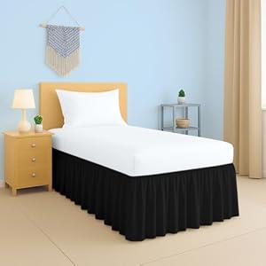 2025 Upgraded Twin XL Dorm Bed Skirt Black | 100% Cotton Blend Bed Skirt with 32" Drop for College Dorm Rooms and Extra Long Twin Beds
