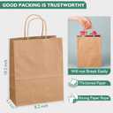 Tlpmsk 100Pcs Brown Paper Bags with Handles,8.2×4.3×10.5 Inch Gift Bags, 1 Count