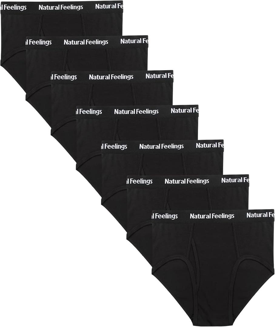 Natural Feelings Men's Briefs Underwear Multipack Mens Cotton Full Rise Briefs with Comfort Waistband Large