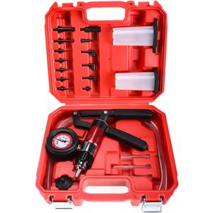 8MILELAKE 21pcs Handheld Vacuum Pump Set Tester Compatible for Automotive with Adapters Brake Bleeder Test Kit