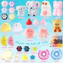 38Pcs Taba Squishy Hamster Squeeze Toys, Fidget Toy, Kawaii Squishy Stress Relief Toys Party Favors for Kids 4-8 8-12, Treasure Box Toys for Classroom Birthday Xmas Gifts for Girls Boys
