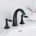 SaniteModar Matte Black Bathroom Sink Faucet,Brass Bathroom Faucet 3 Hole,Widespread Bathroom Faucet for Sink 3 Hole,2 Handles Design with Water Supply Lines