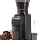 Anti-Static Espresso Grinder with Self-Cleaning Burr, 48 Precise Settings, Coffee Grinder for Home Use, Coffee Bean Grinder with Storage Box & Dosing Cup, Less Mess, More Flavor,Black