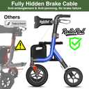 Walkers for Seniors, Rollator Walker with Seat, 10" Big Rubber Wheels All Terrain Rolling Walker, Lightweight Foldable Rollator Walker, Built-in Cable, Reinforced Aluminum Frame, Blue
