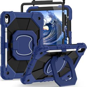 Case for iPad (A16)11th /10th Generation 11/10.9 Inch 2025/2022 with Screen Protector Rotating Stand Shoulder Strap Pencil Holder, Military Grade Shockproof iPad Case 10th Generation, Navy Blue+Black Case for iPad (A16)11th /10th Generation 11/10.9 Inch 2025/2022 with Screen Protector Rotating Stand Shoulder Strap Pencil Holder, Military Grade Shockproof iPad Case 10th Generation, Navy Blue+Black