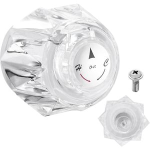 Faucet Handle Replacement Compatible with Delta Faucet RP2391 Single Clear Knob Handle Kit with Button and Set Screw, Acrylic