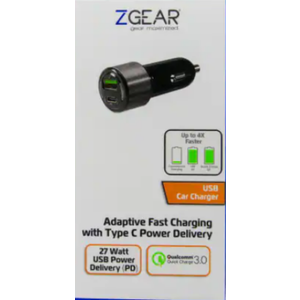 ZGEAR Adaptive Fast Car Charger With USB-A USB C Ports ZGEAR Adaptive Fast Car Charger With USB-A USB C Ports