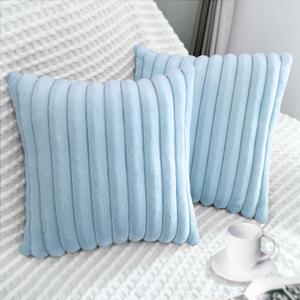 2 Pack 22x22 Pillow Cover Velvet Pillow Covers, Faux Fur Square Throw Pillow Covers for Living Room Decorations Throw Pillow Case, Throw Pillow Cover Cushion Cover for Sofa Bedroom Car, Light Blue