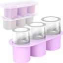 Cylindrical ice mold, Stanley Cup 30 oz to 40 oz ice tray, silicone hollow round ice cubes, covered freezer ice tray, suitable for whiskey, cocktails, baby food, BPA free. (Light Gray)