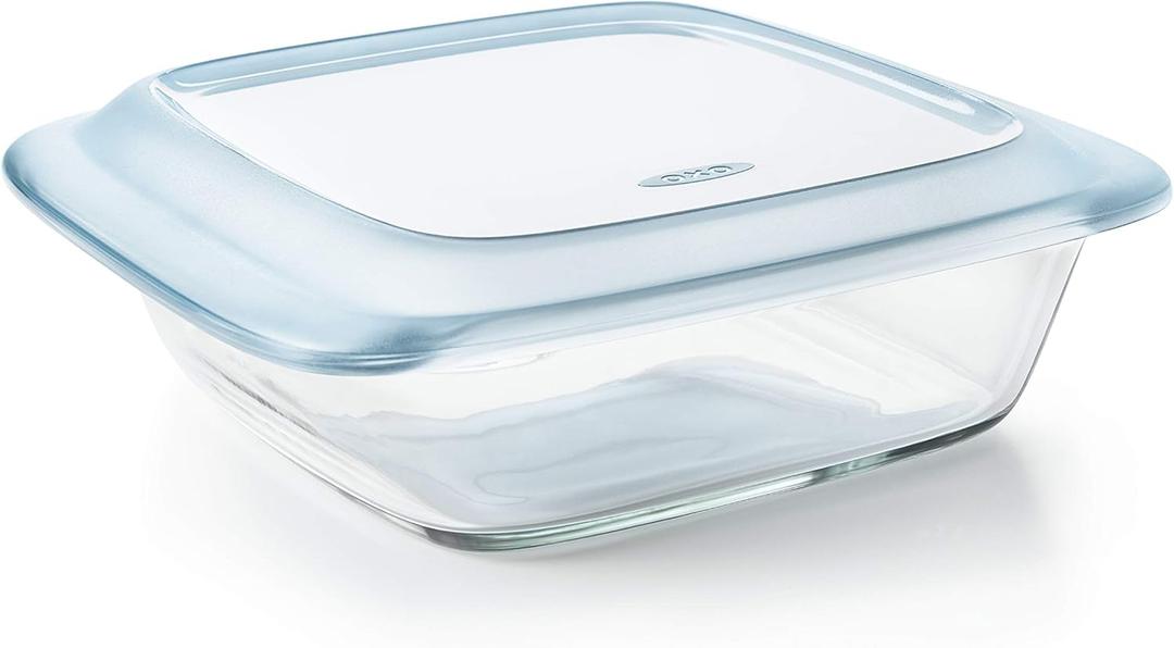 OXO Good Grips Freezer-to-Oven Safe 2 Qt Glass Baking Dish with Lid, 8 x 8