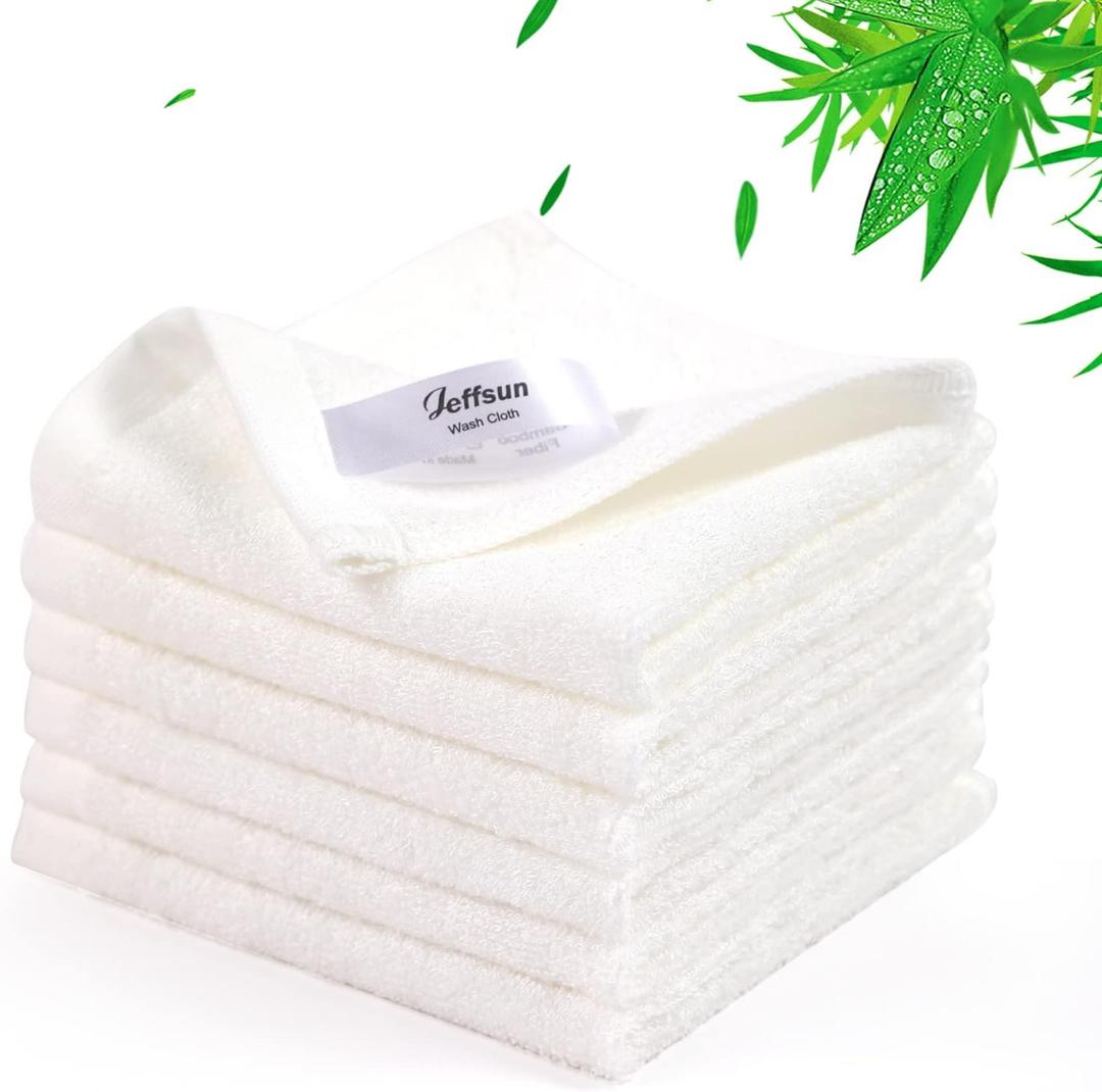 Baby Washcloths 6 Pack, 10x10 inch Heavenly Soft Small White Wash Cloths for Face and Body, Gentle & Safe Face Towel on Sensitive Skin, Baby Essentials Bath Shower Gifts for Newborn Kid Toddler Child