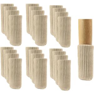 24 PCS Furniture Leg Knitted Furniture Protector - Chair Leg Floor Protectors for Avoid Scratches, Furniture Leg Socks for Moving Easily and Reduce Noise, Beige